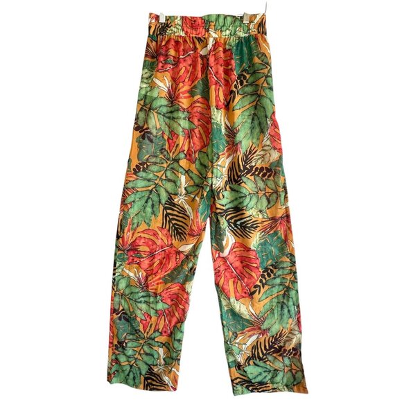 Pretty Little Thing Orange Big Leaf Tie Front Wide Leg Beach 2-Pc Set Sz10 NWT - Picture 6 of 14